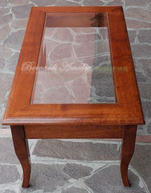 TT19 100 Tavolino Da Salotto Noce Massello Con Vetro 100x55 08